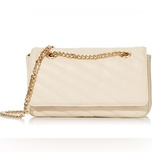 The Drop Women's Koko Chain Strap Flap Bag Quilted Ivory Purse Gold Chain
